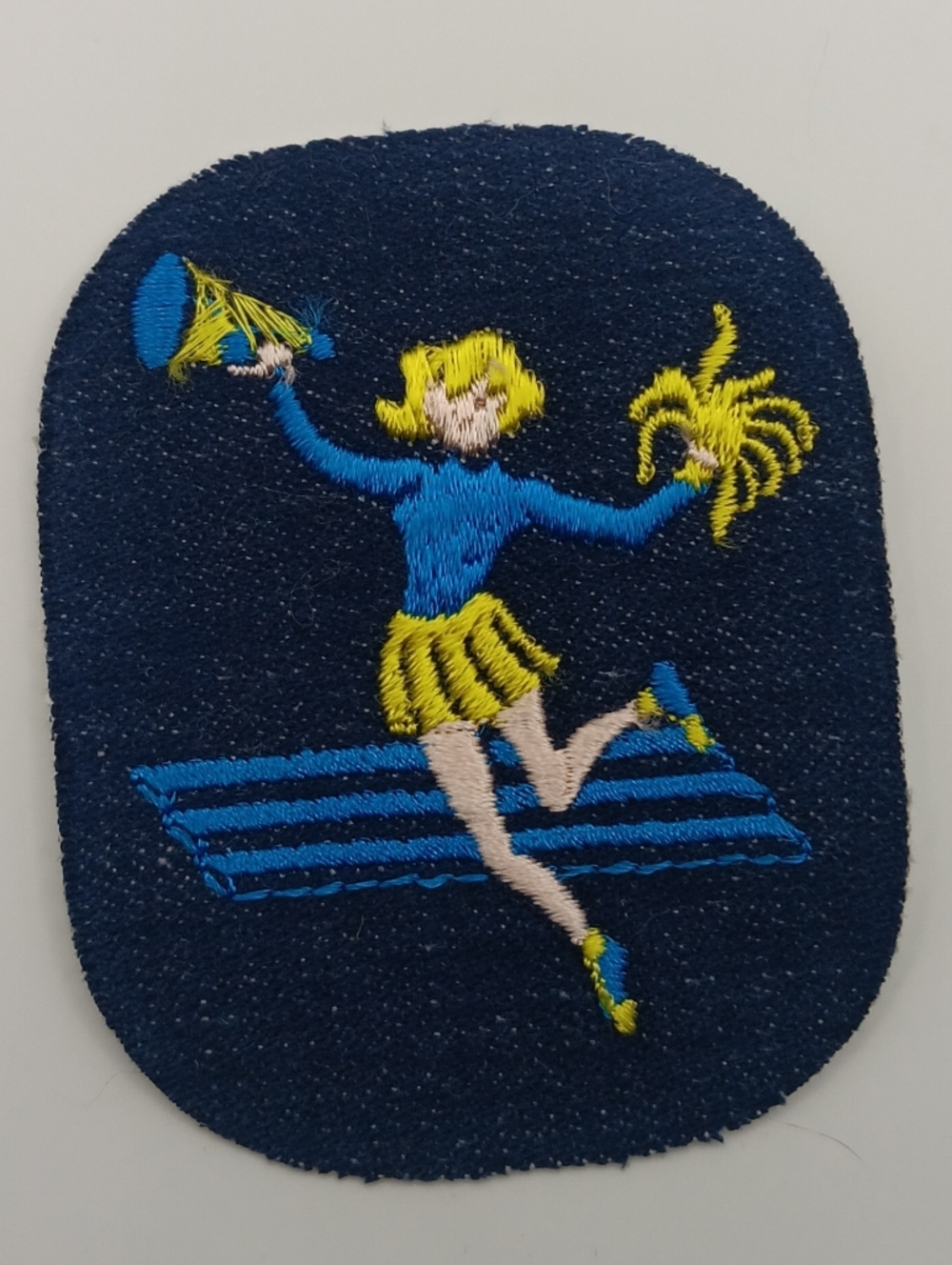 70s Vintage Dark Denim Sew On Patch, High School Cheerleader College Sports - Picture 2 of 4